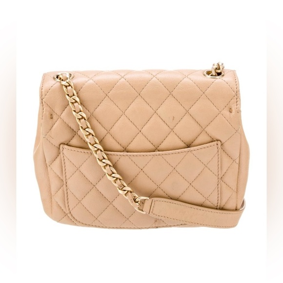 Chanel Coco CC Messenger Calfskin and Quilted Goatskin Tan Bag - Picture 4 of 10